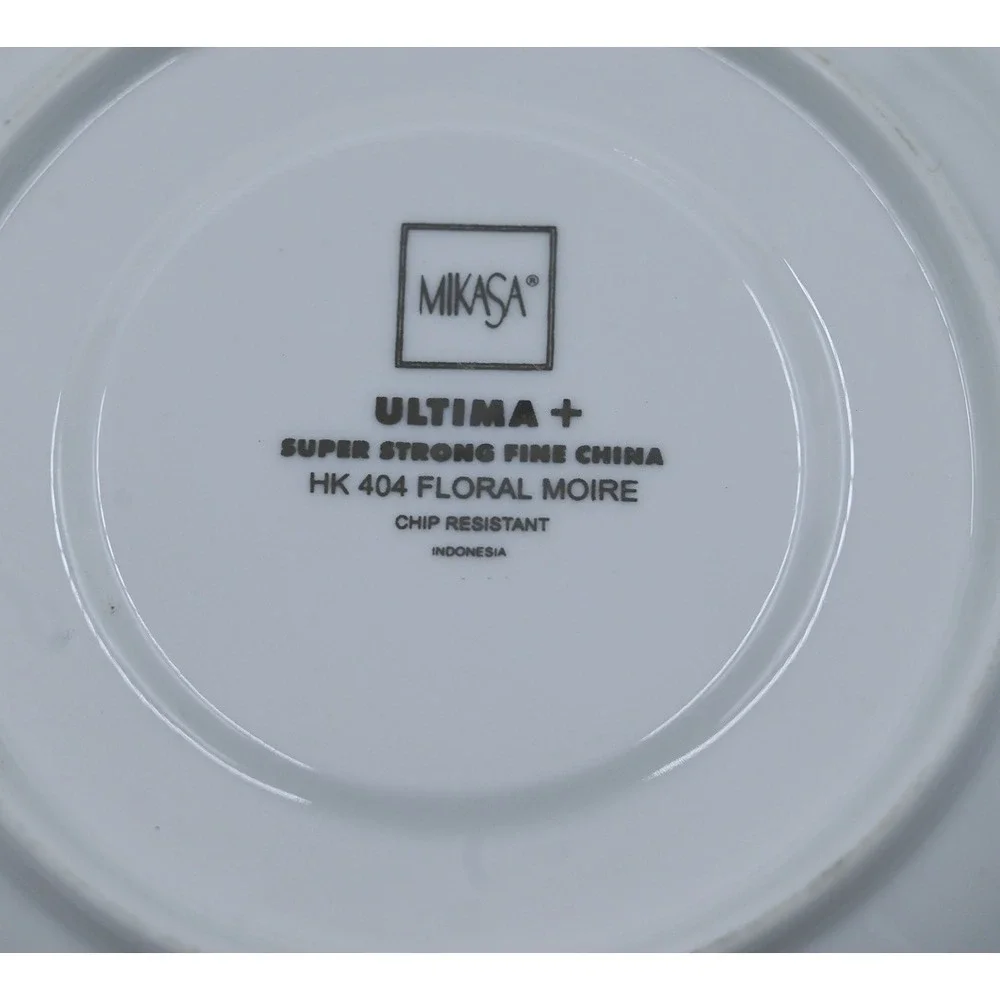 Mikasa HK 404 Floral Moire Ultima Plus Fine China Plate and Saucers Set of 3